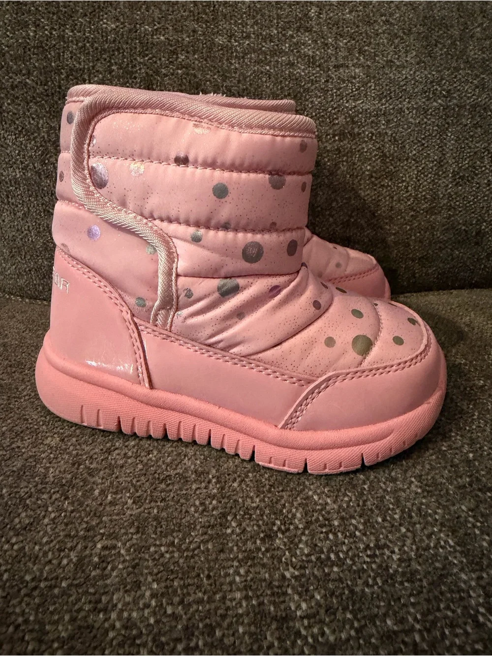 Kids Pink Dot Snow Boots with Easy Slip-On Fit